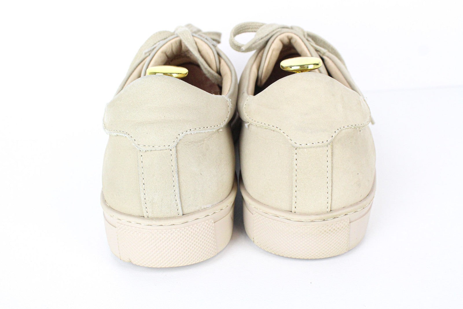 SUITSUPPLY Men's Sneakers EU44 Beige Calf Leather Low-Top Classic Lace Trainers