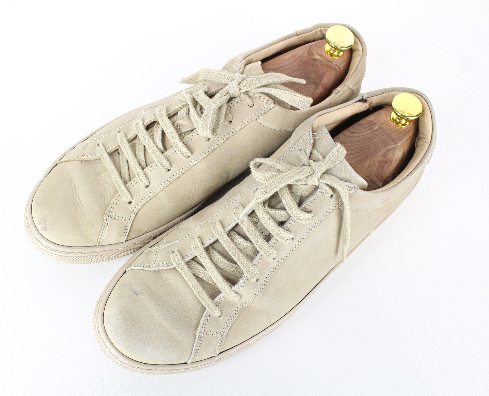 SUITSUPPLY Men's Sneakers EU44 Beige Calf Leather Low-Top Classic Lace Trainers