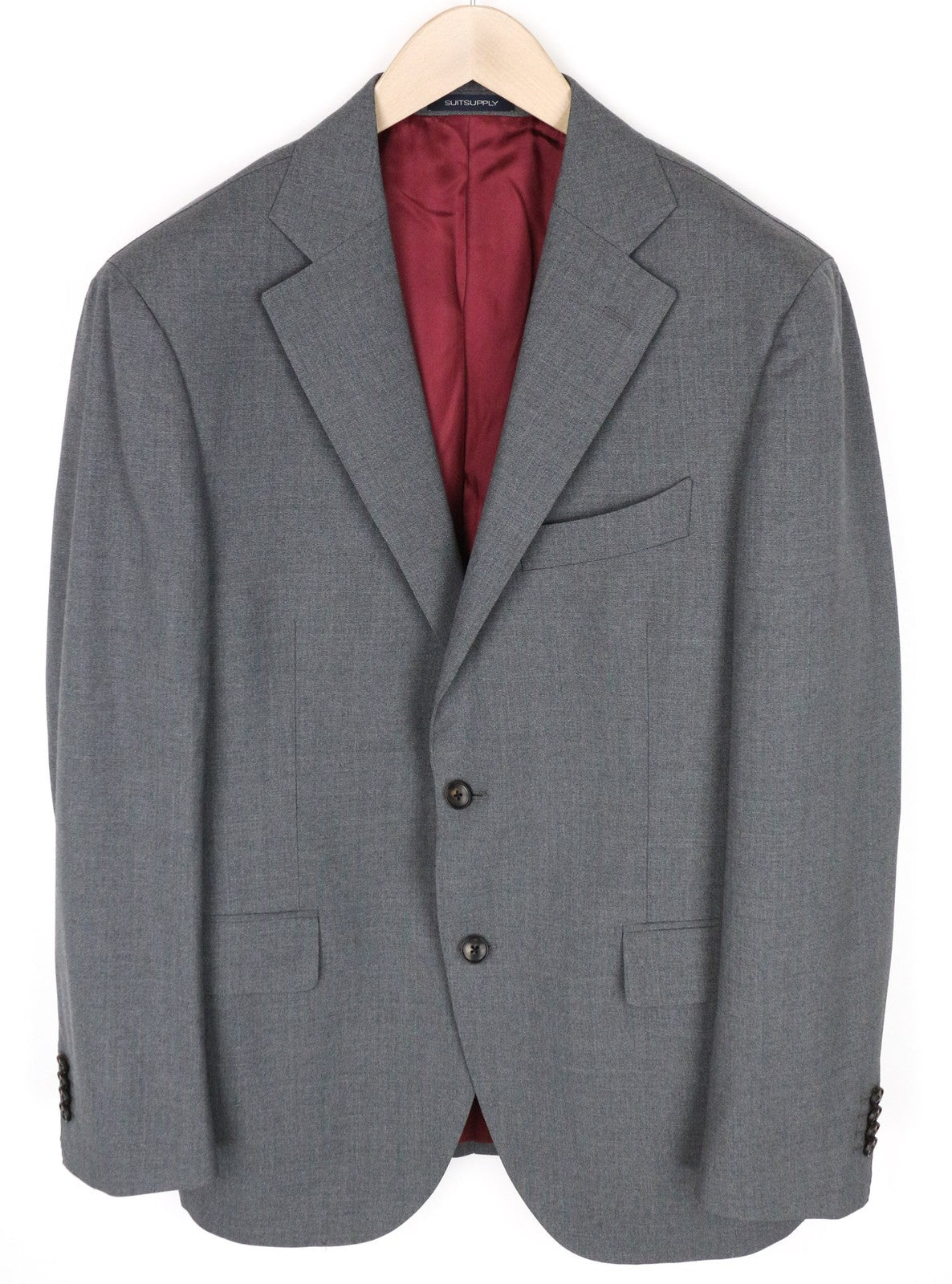 SUITSUPPLY La Spalla švarkas UK44S pilkas vilnonis plonas kirpimas su „Traveller Melange“ melanžu 