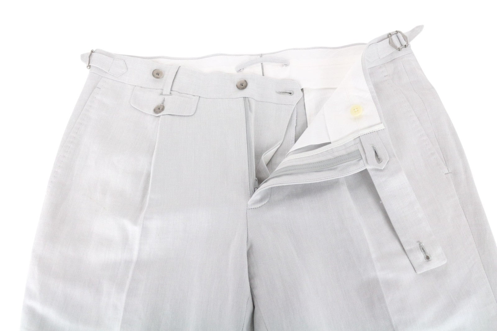 SUITSUPPLY Havana Suit UK40S Grey Slim Linen Cotton Melange 2-Piece Patch Style