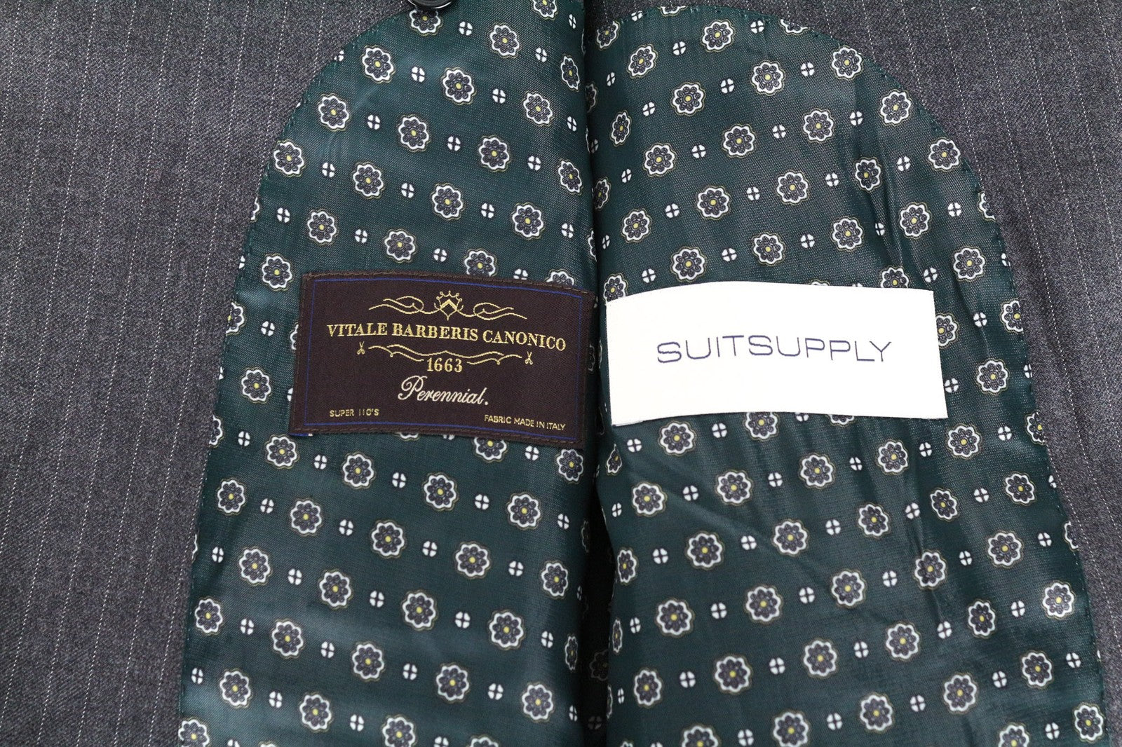 SUITSUPPLY La Spalla Blazer UK40S Grey Wool Pinstriped Slim Perennial
