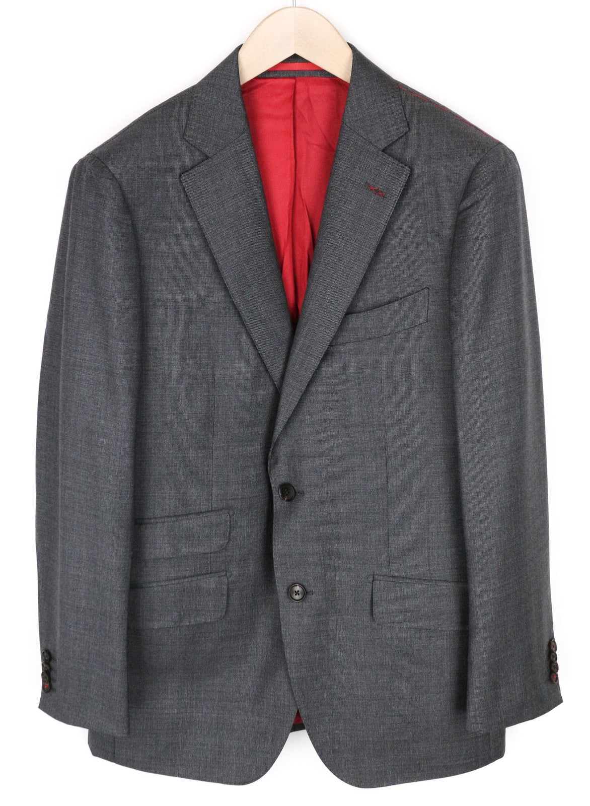 SUITSUPPLY Sienna švarkas UK38R pilkas „Birdseye“ grynos vilnos tiesus, plonas vyriškas švarkas 