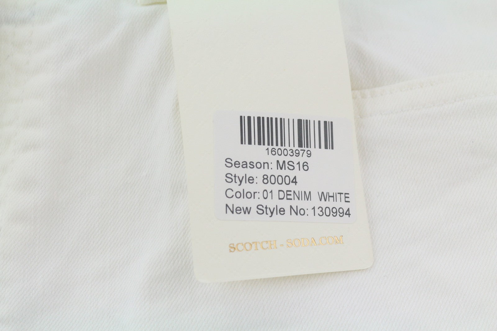 SCOTCH & SODA Ralston Men Jeans W32/L32 White Slim Fit Button Fly Logo Denim