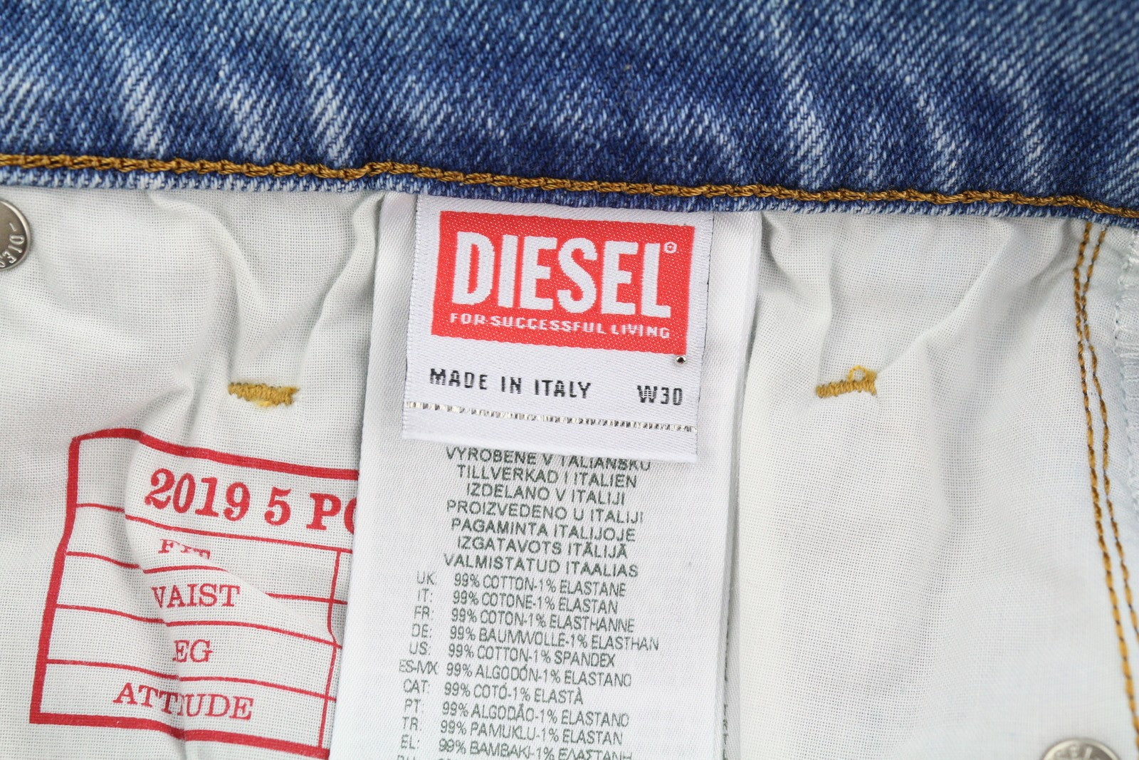 DIESEL 2019 D-Strukt 9C08L Men Jeans W30/L32 Blue Faded Washed Slim Fit RRP$350