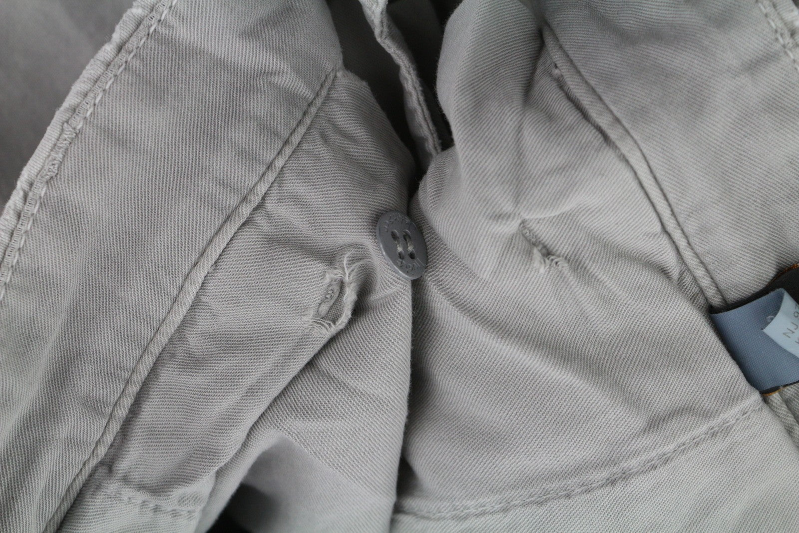 NUDIE JEANS Khaki Regular Men Trousers W32/L34 Grey Moon Dust Distressed Chino