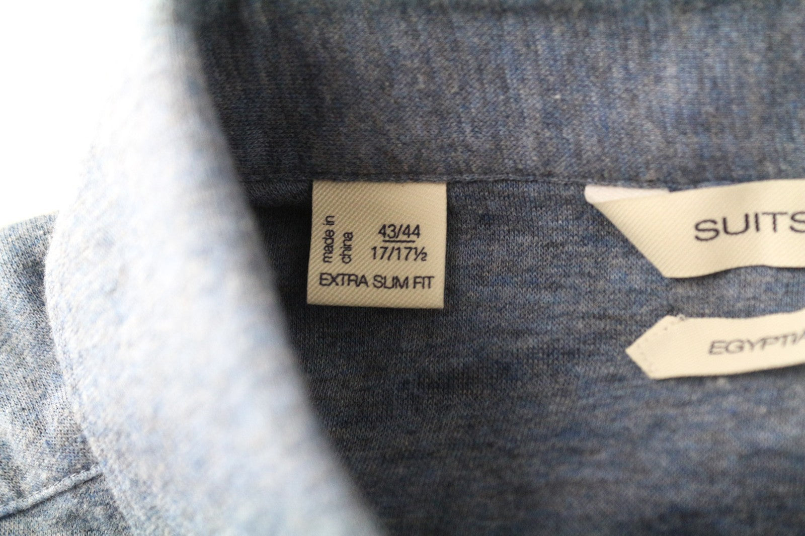 SUITSUPPLY Shirt 43/17/44/17.5 Blue Slim Polo Extra Egyptian Cotton Formal Fit