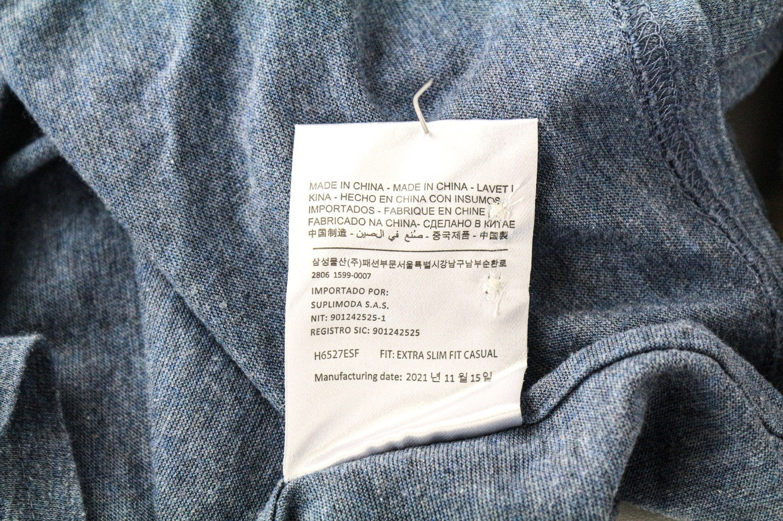 SUITSUPPLY Shirt 43/17/44/17.5 Blue Slim Polo Extra Egyptian Cotton Formal Fit