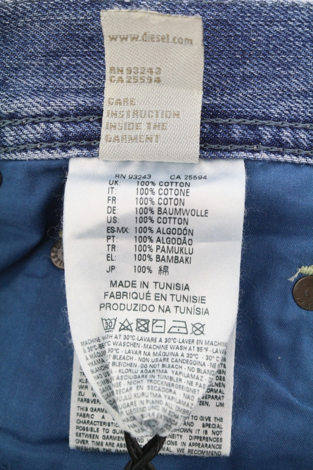 DIESEL Rhial 084FC Men Jeans W31/L32 Blue Faded Ankle Length Sim Carrot Fit