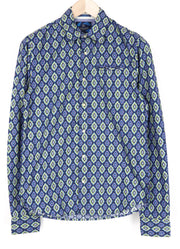 SCOTCH & SODA Men's Shirt S Blue Cotton Graphic Print Button Up Smart Collar