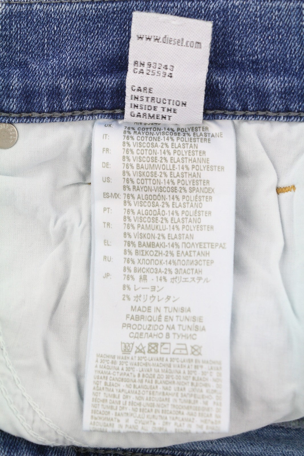 DIESEL Aryel 084YJ Women Jeans W30/L32 Regular Straight Stretch Ankle Distress