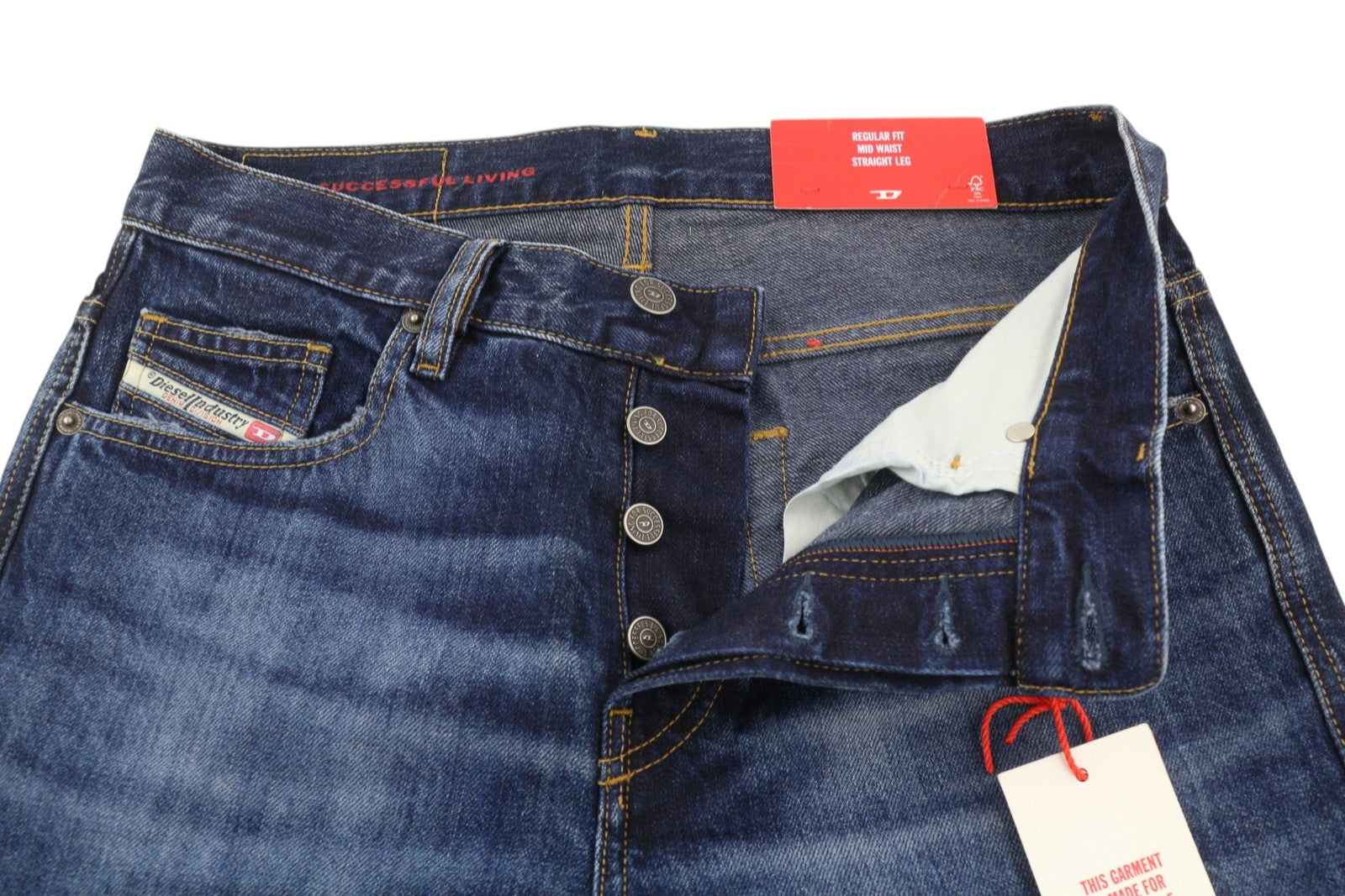 DIESEL 2020 D-Viker 09C64 Men Jeans W29/L32 Blue Faded Regular Straight RRP€225