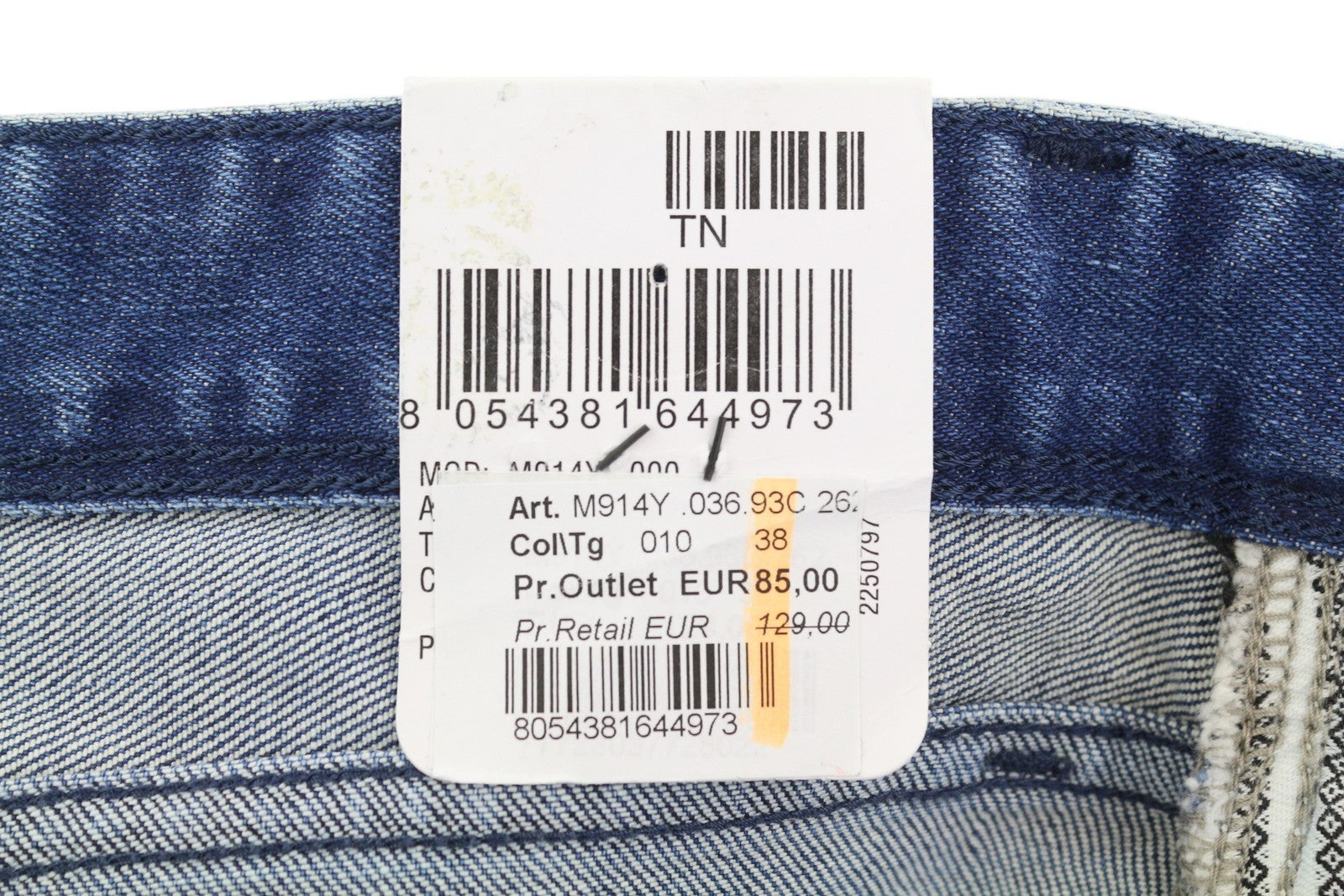 REPLAY Anbass Men Jeans W38/L36 Blue Washed Faded Slim Fit Zip Fly Logo Denim