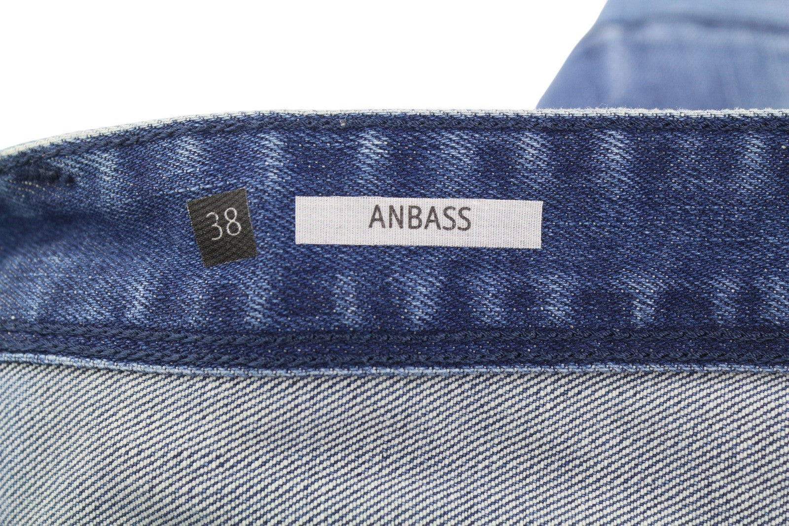 REPLAY Anbass Men Jeans W38/L36 Blue Washed Faded Slim Fit Zip Fly Logo Denim
