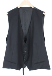 SUITSUPPLY Ferrara vyriška liemenė UK60R juoda, plona vilnonė dryžuota suknelė-liemenė 