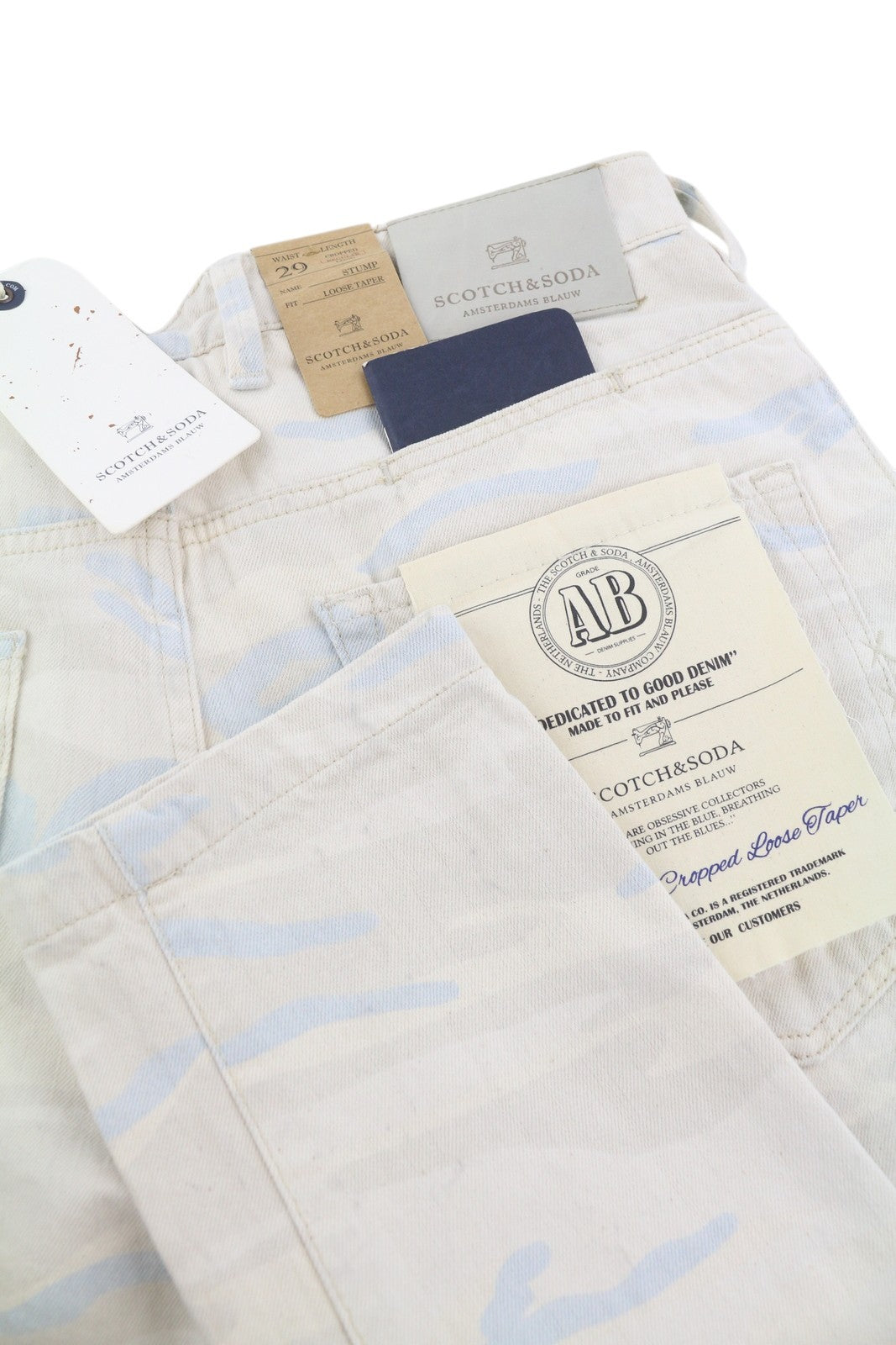 SCOTCH & SODA Stump Men Jeans W29 Light Camouflage Painted Loose Tapered Fit