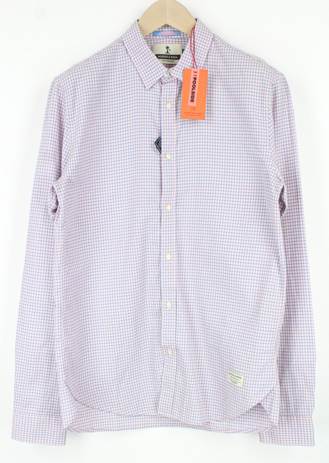 SCOTCH & SODA Men's Shirt ~M Light Pink Pure Cotton Patterned Casual Smart Fit