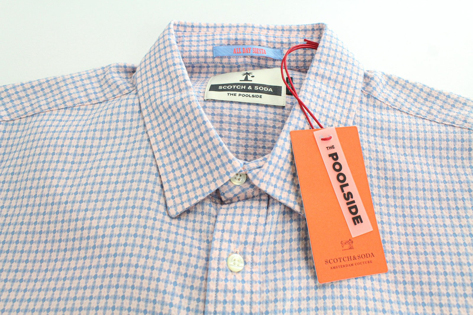 SCOTCH & SODA Men's Shirt ~M Light Pink Pure Cotton Patterned Casual Smart Fit