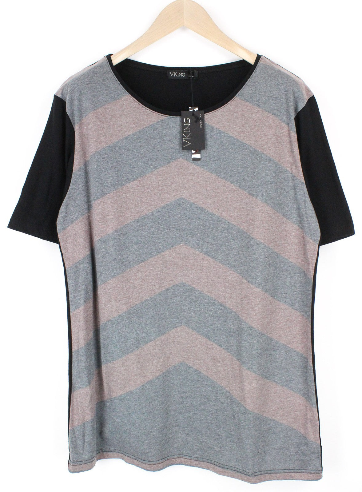 VKING Men's T-Shirt 2XL Black Cotton Blend Graphic Crew Neck Jersey Pullover