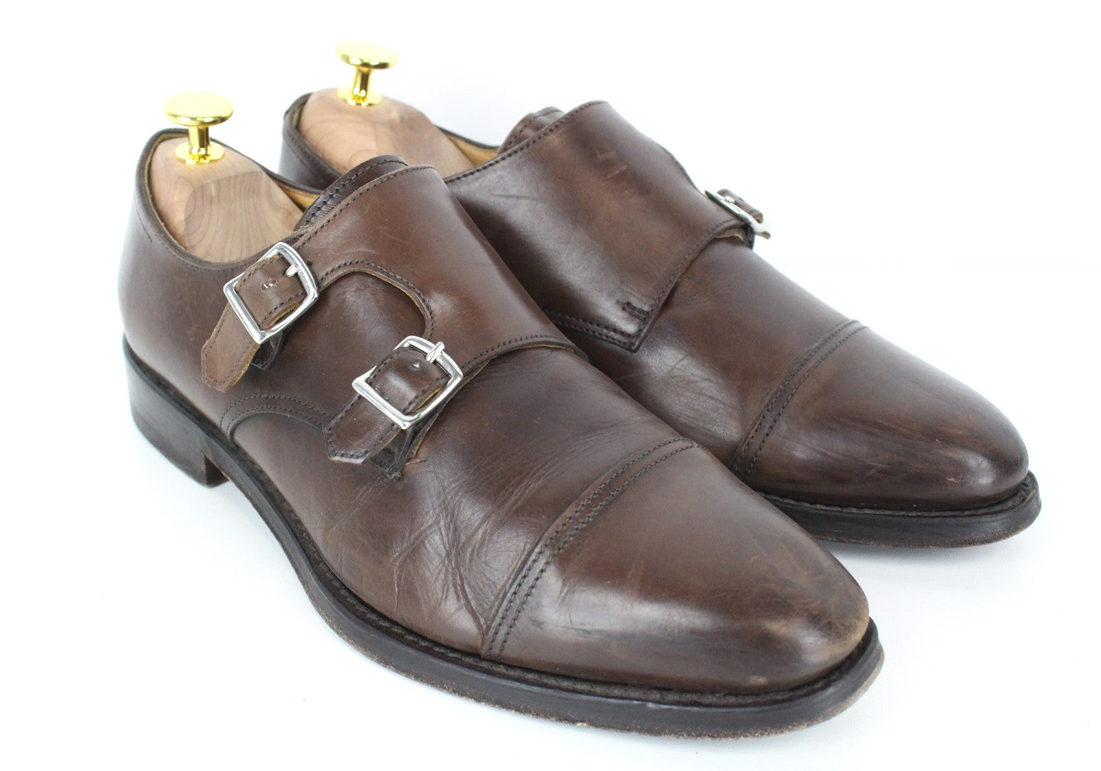 SUITSUPPLY Men's Shoes EU39.5 Brown Leather Blake Stitch Double Monk Strap