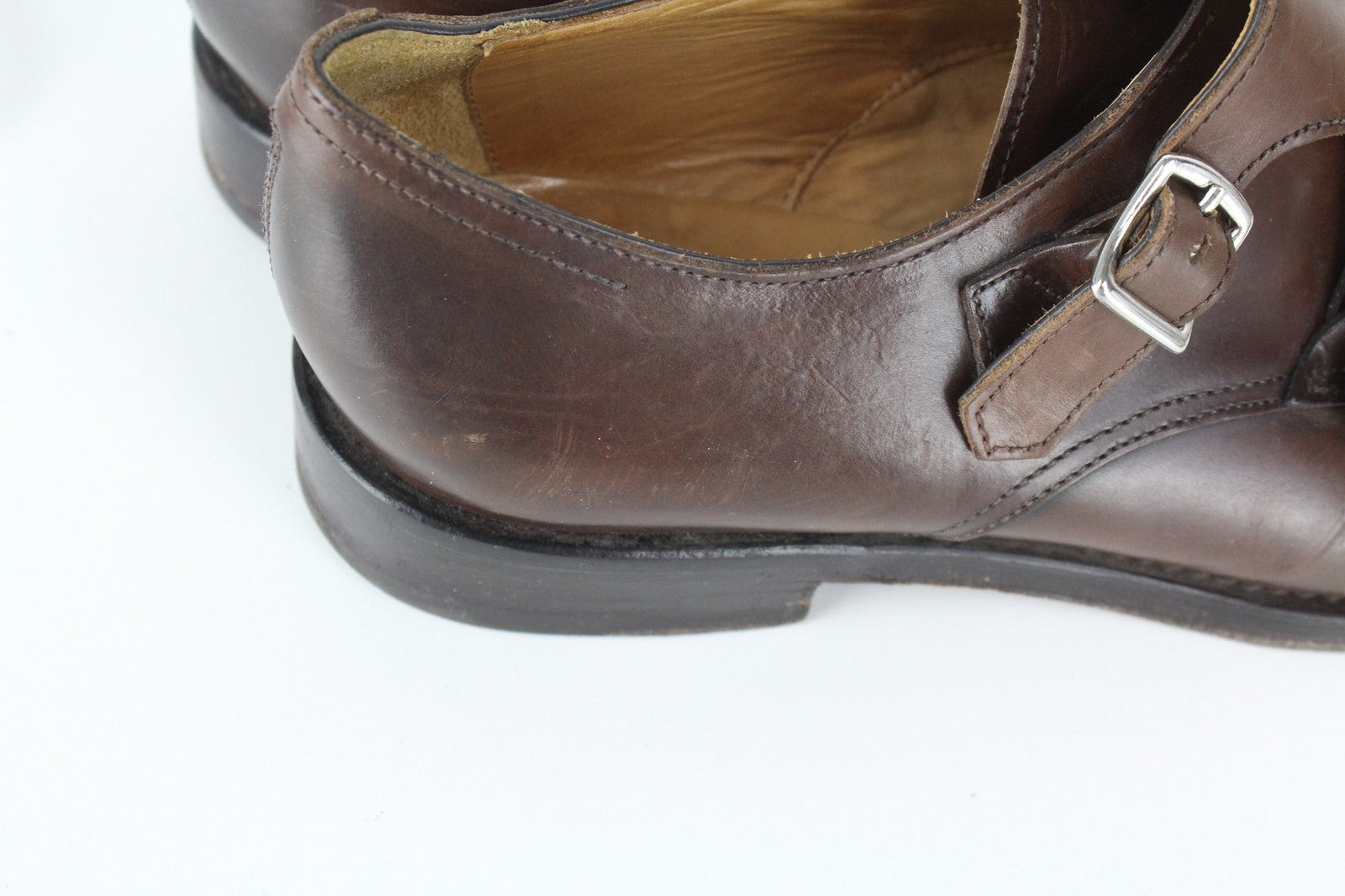 SUITSUPPLY Men's Shoes EU39.5 Brown Leather Blake Stitch Double Monk Strap