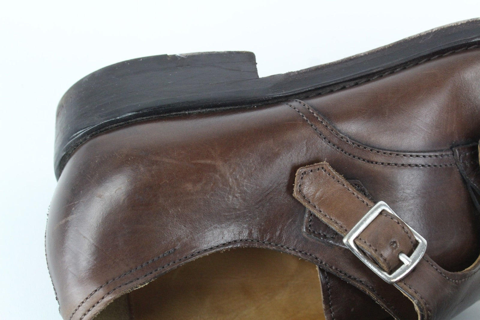 SUITSUPPLY Men's Shoes EU39.5 Brown Leather Blake Stitch Double Monk Strap