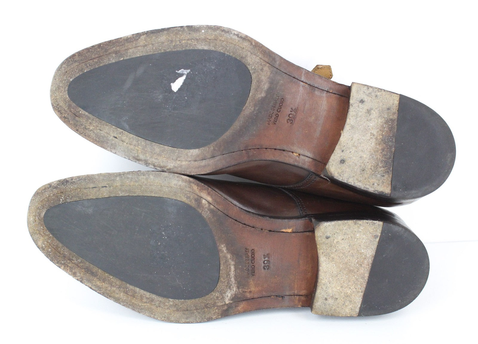 SUITSUPPLY Men's Shoes EU39.5 Brown Leather Blake Stitch Double Monk Strap