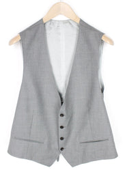 SUITSUPPLY Ferrara Waistcoat UK44R Grey Twill Wool Slim Fit Mid Tone Classic