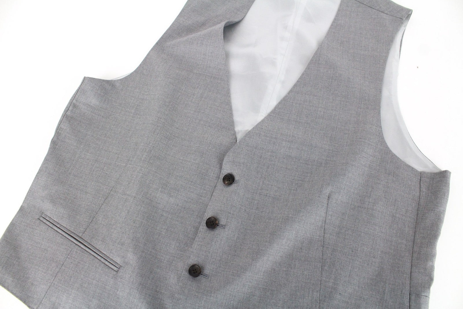 SUITSUPPLY Ferrara Waistcoat UK44R Grey Twill Wool Slim Fit Mid Tone Classic