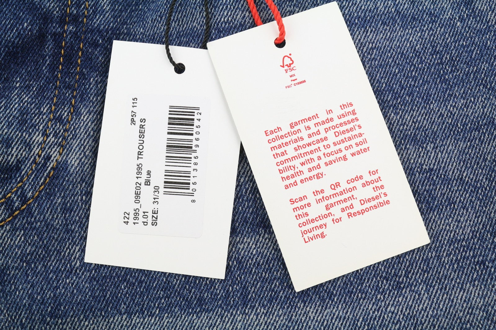 DIESEL 1995 09E02 Men Jeans W31/L30 Blue Distress Ripped Slim Straight RRP$375