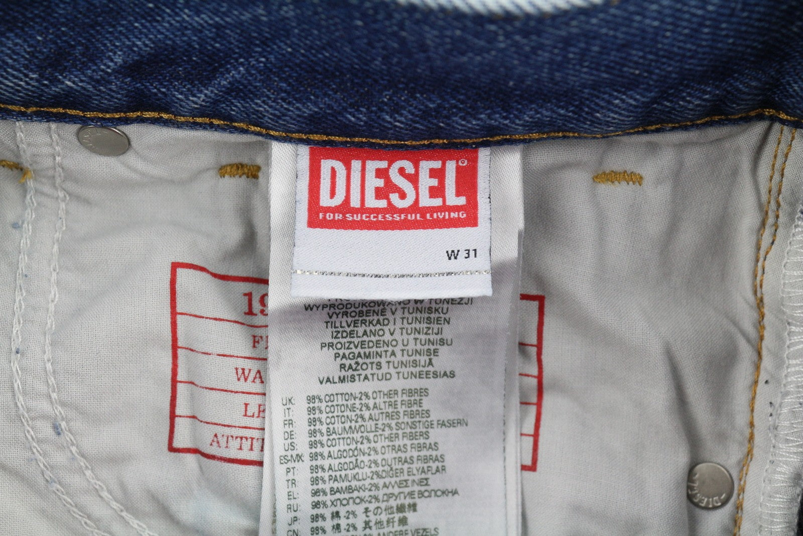 DIESEL 1995 09E02 Men Jeans W31/L30 Blue Distress Ripped Slim Straight RRP$375