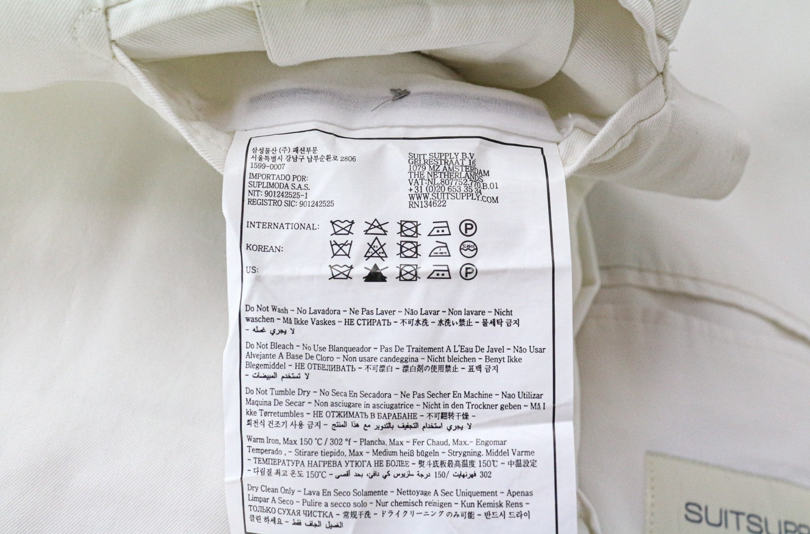 SUITSUPPLY Havana Men's UK42R White Slim Fit Cotton 2 Piece Single Breasted Suit