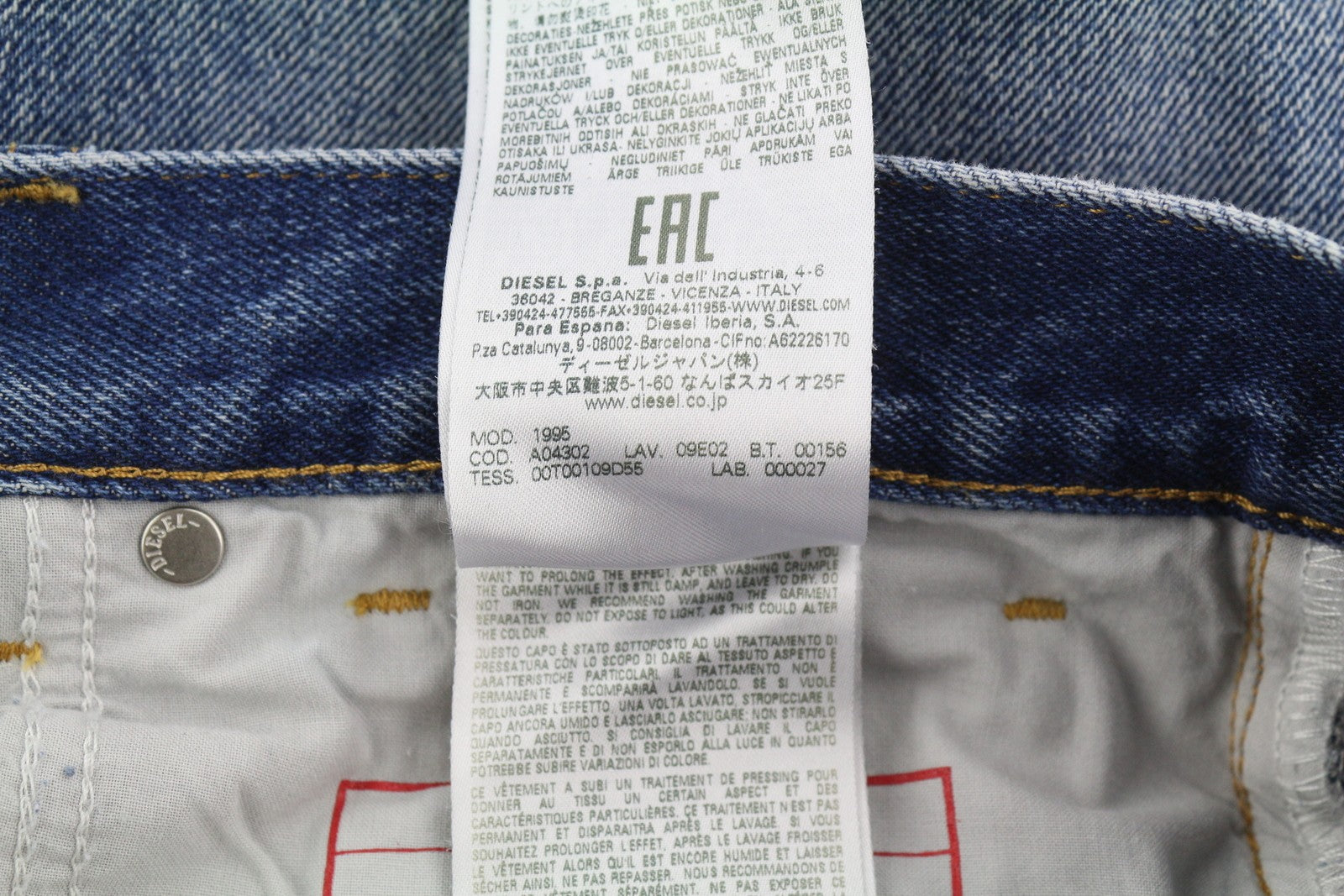 DIESEL 1995 09E02 Men Jeans W30/L30 Blue Distress Ripped Slim Straight RRP$375