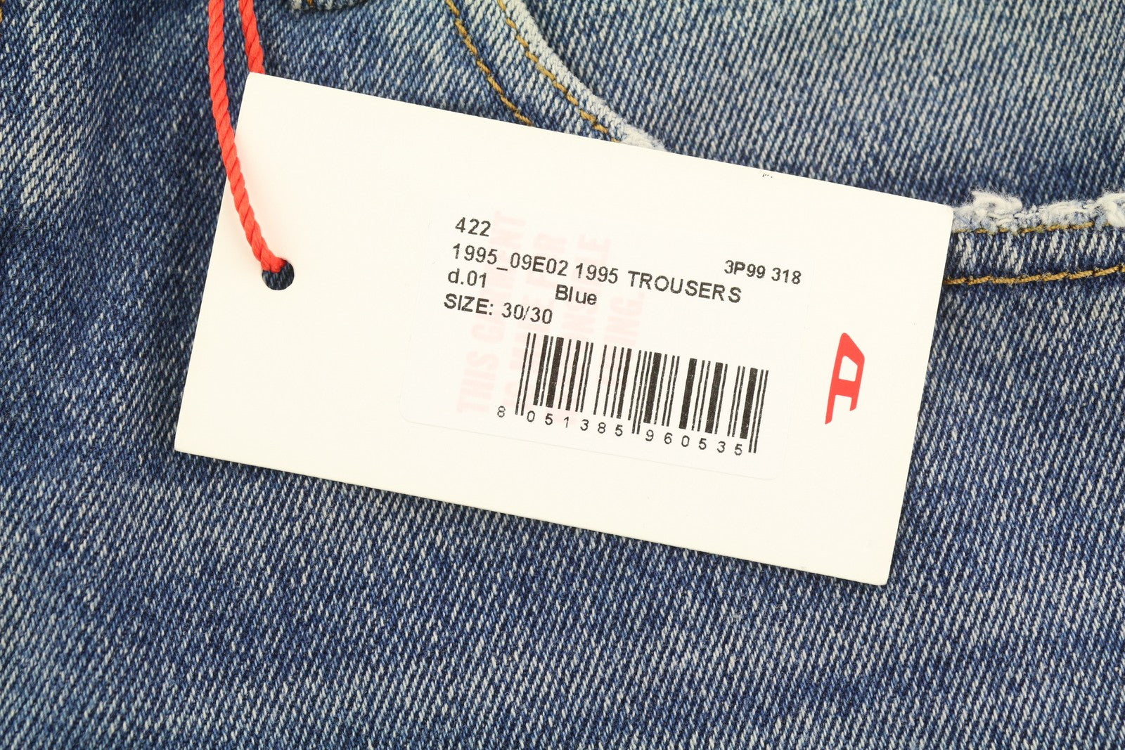 DIESEL 1995 09E02 Men Jeans W30/L30 Blue Distress Ripped Slim Straight RRP$375