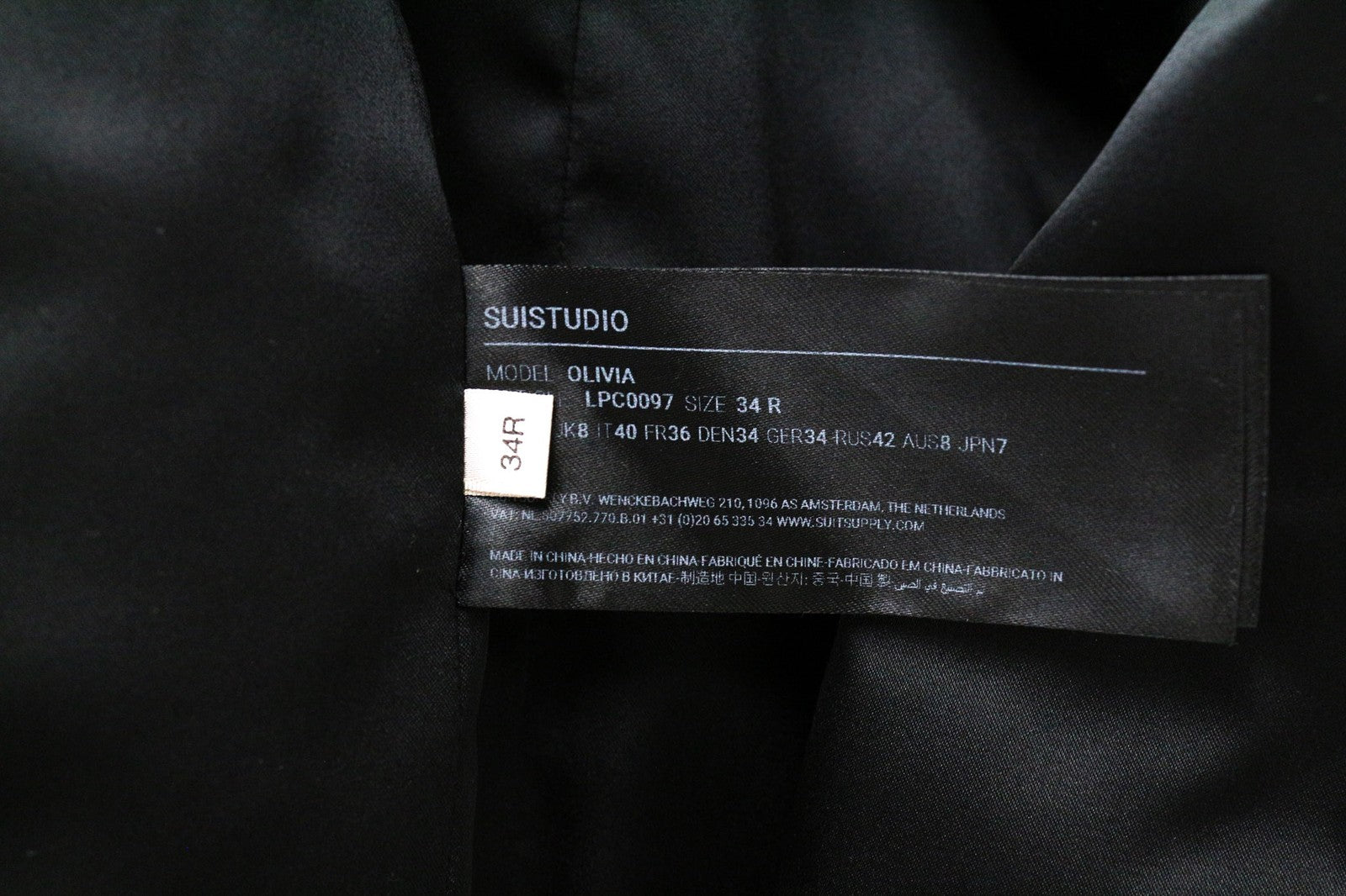 SUITSUPPLY Olivia Women's UK8R Grey Silk Cotton Patterned Peak Lapel Blazer