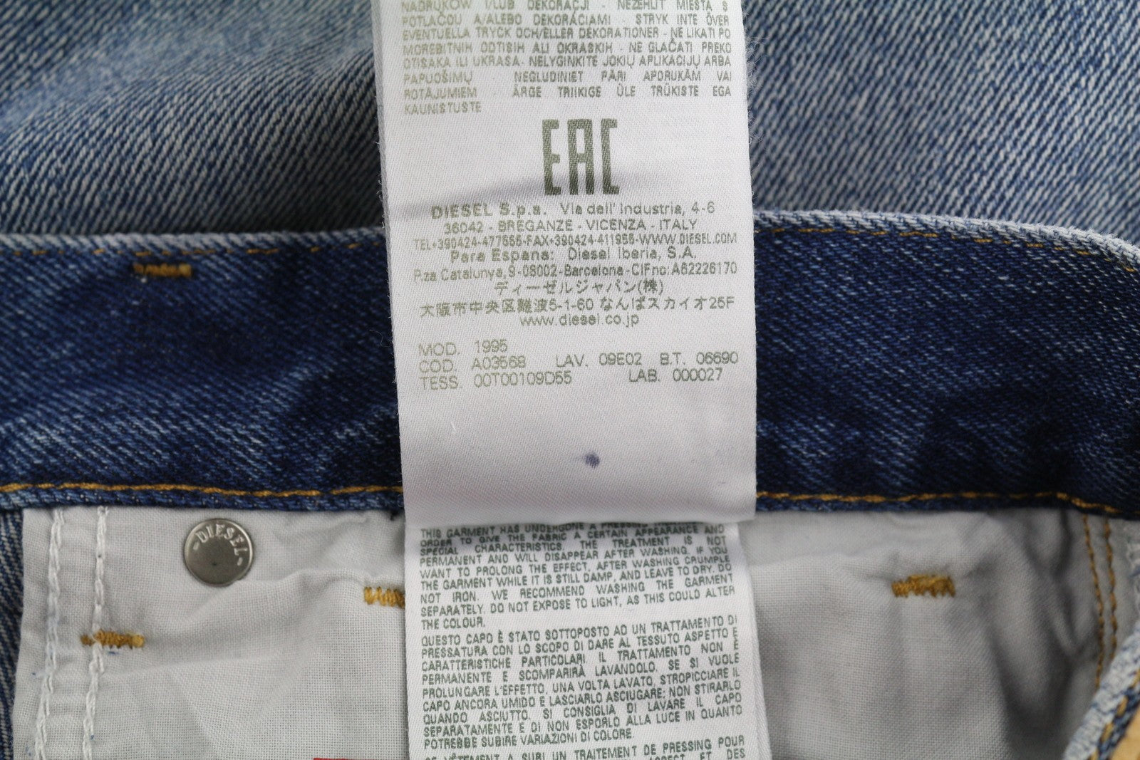 DIESEL 1995 09E02 Men Jeans W29/L32 Blue Distress Ripped Slim Straight RRP$375