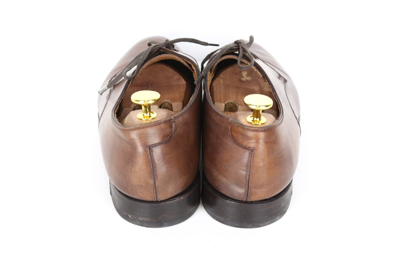 SUITSUPPLY Men's EU44.5 Brown Derby Calf Leather Slim Toe Classic Lace-Up Shoe