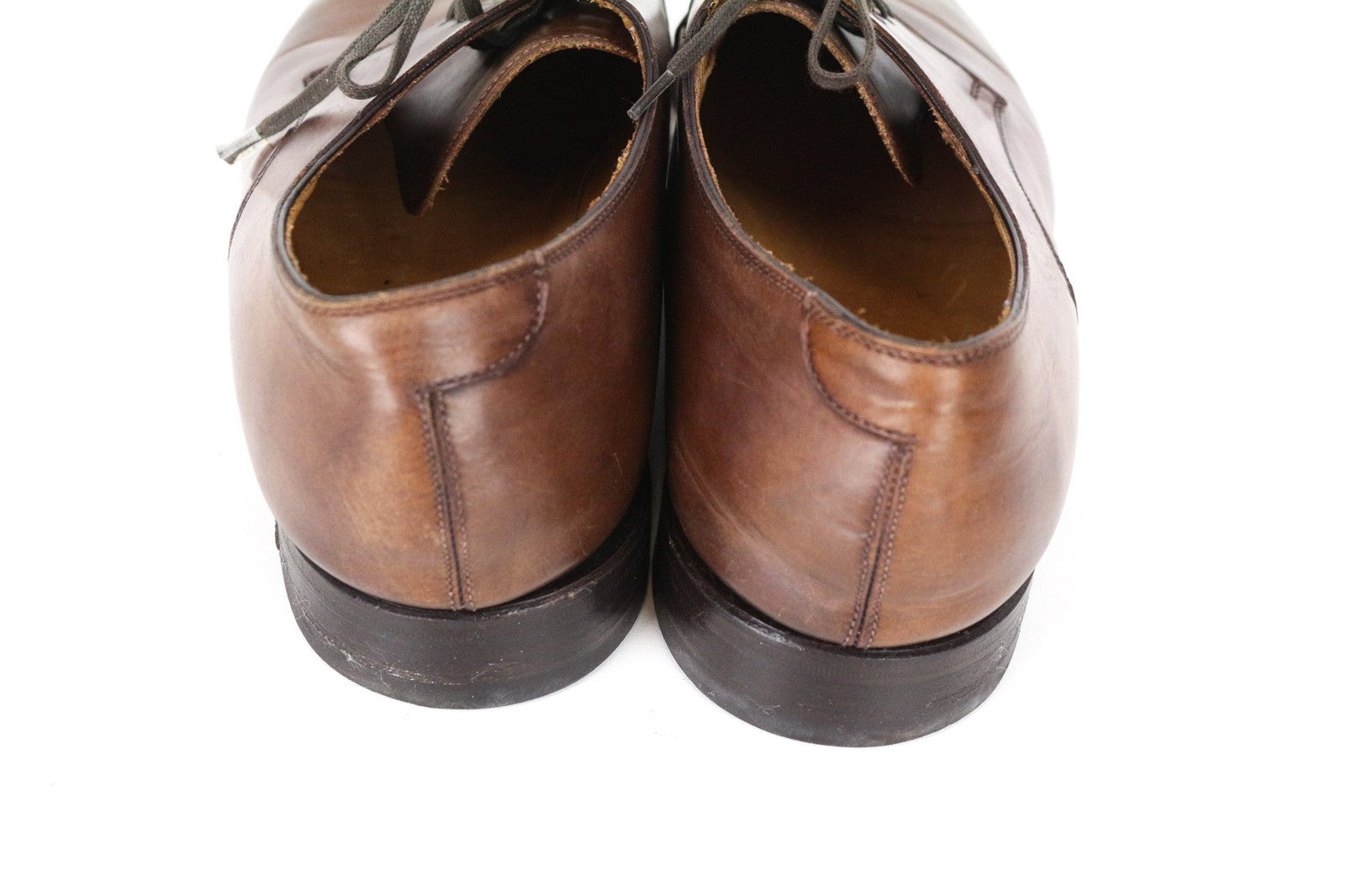 SUITSUPPLY Men's EU44.5 Brown Derby Calf Leather Slim Toe Classic Lace-Up Shoe