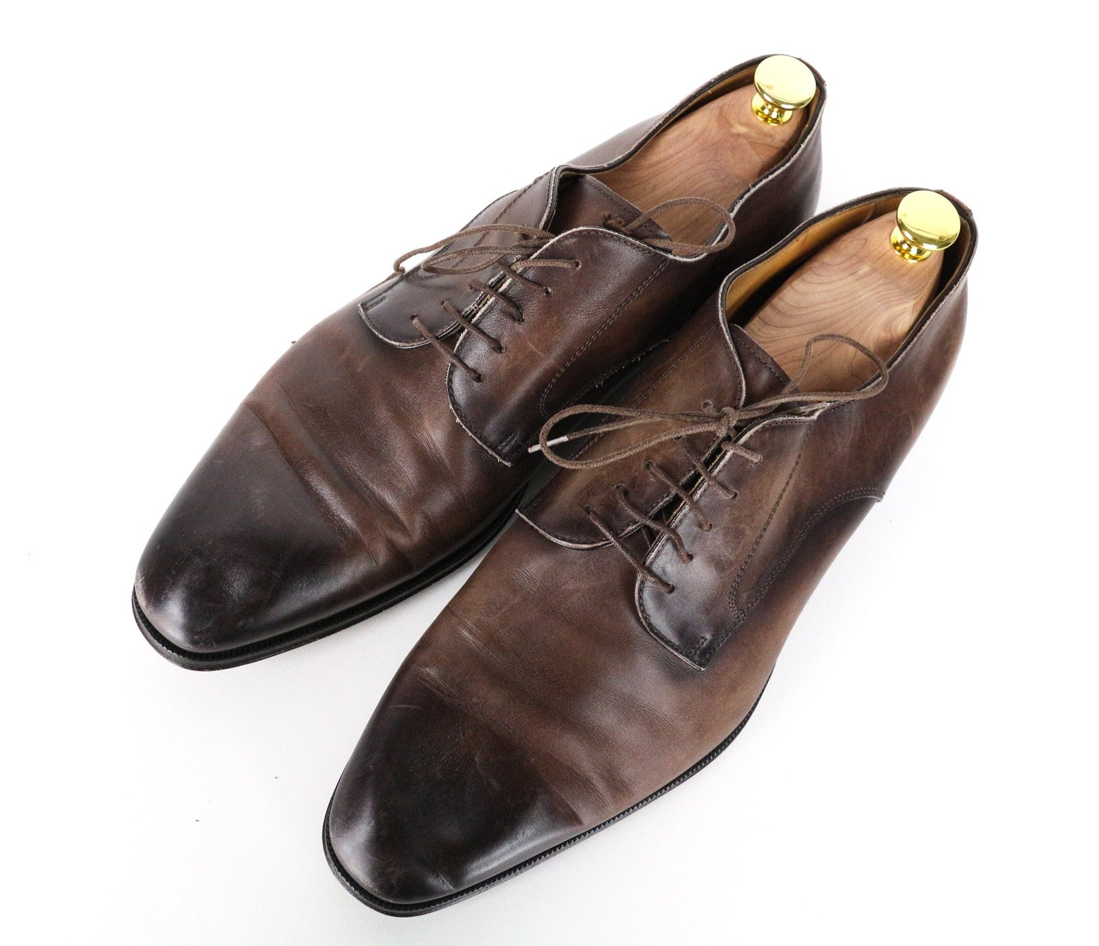 SUITSUPPLY Men's EU43.5 Mid Brown Calf Leather Derby Lace-Up Formal Shoes