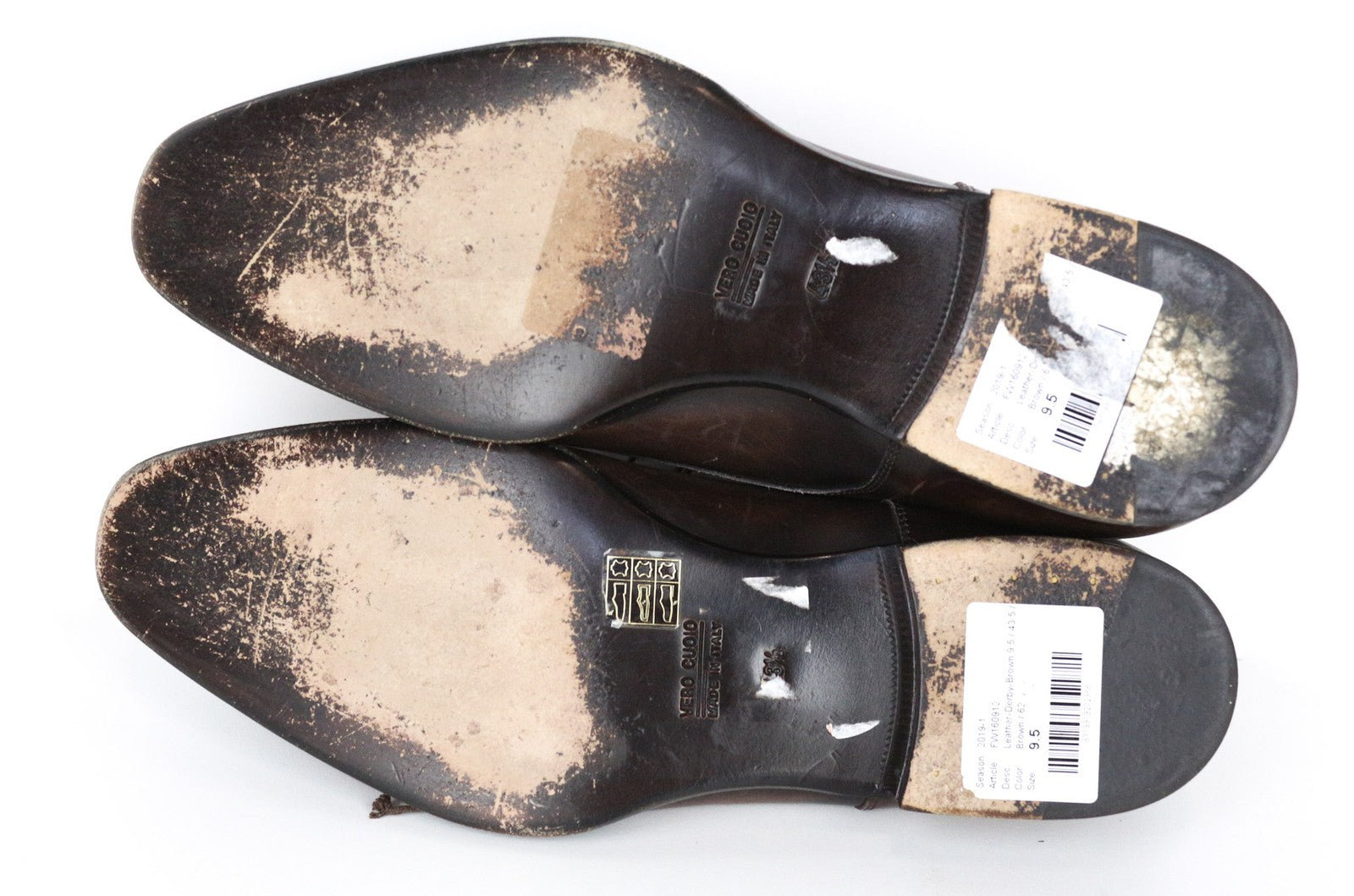 SUITSUPPLY Men's EU43.5 Mid Brown Calf Leather Derby Lace-Up Formal Shoes