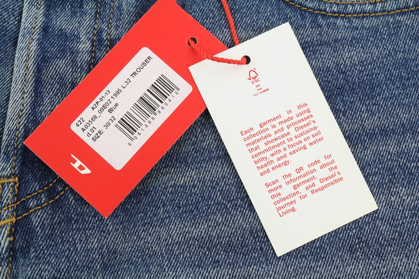 DIESEL 1995 09E02 Men Jeans W30/L32 Blue Distress Ripped Slim Straight RRP$375