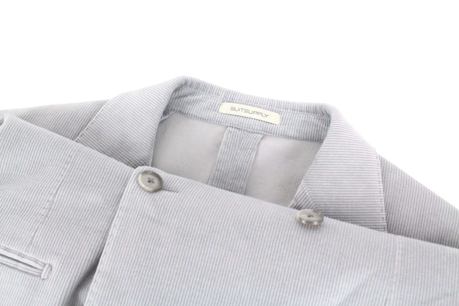 SUITSUPPLY Havana Men's UK38R Slim Grey Cotton Cashmere Zegna Corduroy 2Pc Suit