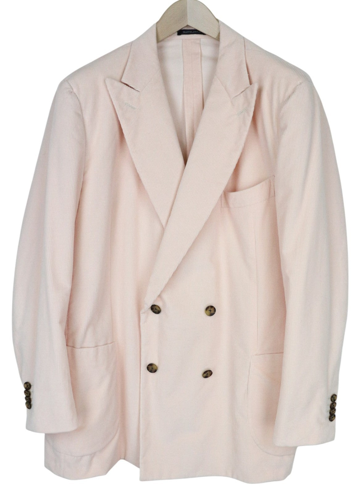 SUITSUPPLY La Spalla Men's UK52R Pink Cotton Corduroy Double Breasted Blazer
