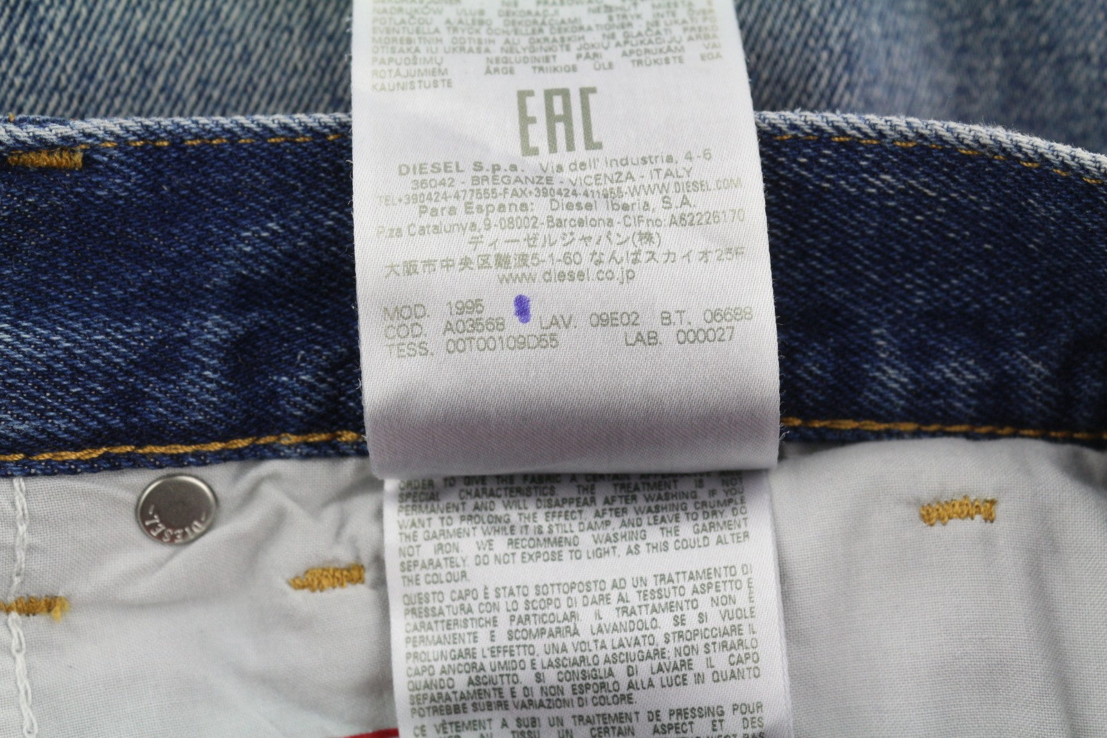 DIESEL 1995 09E02 Men Jeans W31/L32 Blue Distress Ripped Slim Straight RRP$375