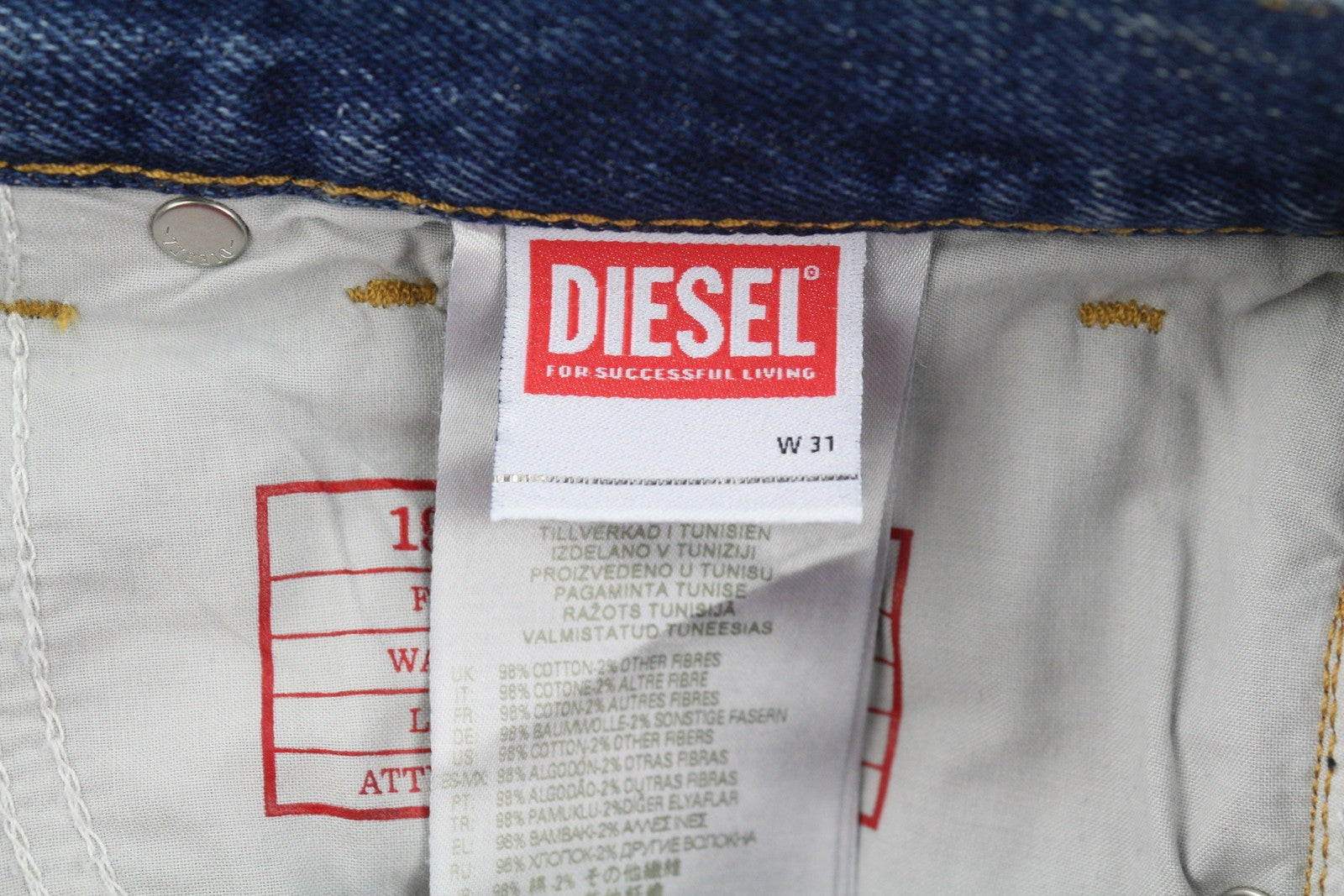 DIESEL 1995 09E02 Men Jeans W31/L32 Blue Distress Ripped Slim Straight RRP$375