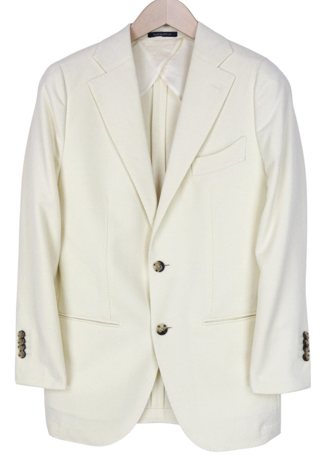 SUITSUPPLY La Spalla Men's UK34R Off-White Wool Single Breasted Classic Blazer