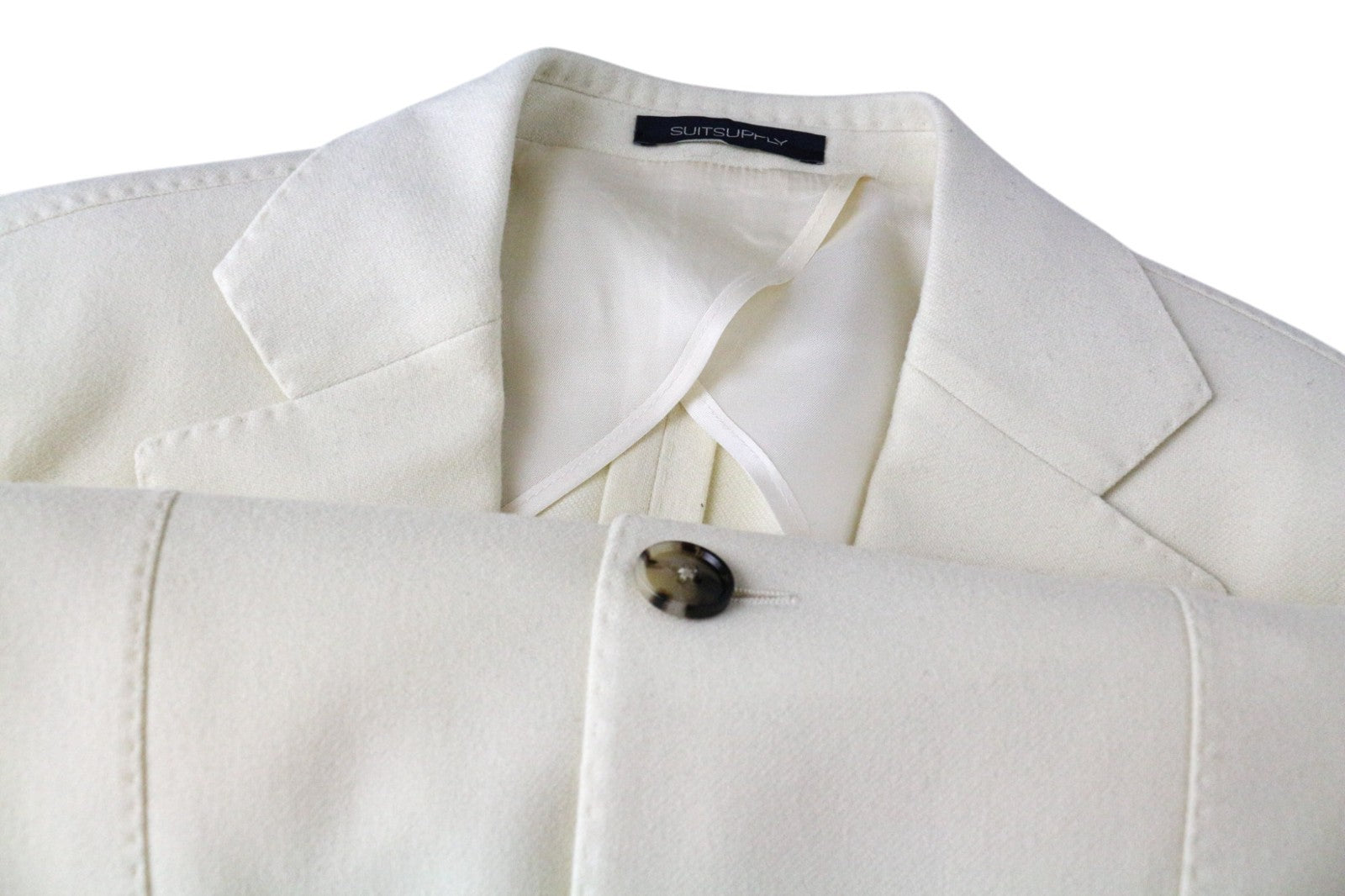 SUITSUPPLY La Spalla Men's UK34R Off-White Wool Single Breasted Classic Blazer