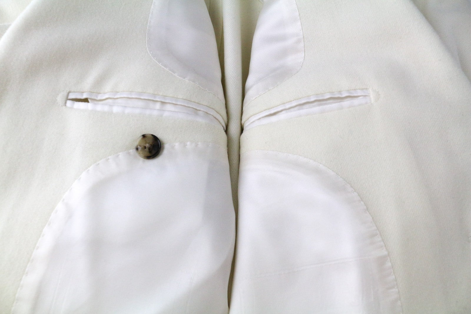 SUITSUPPLY La Spalla Men's UK34R Off-White Wool Single Breasted Classic Blazer