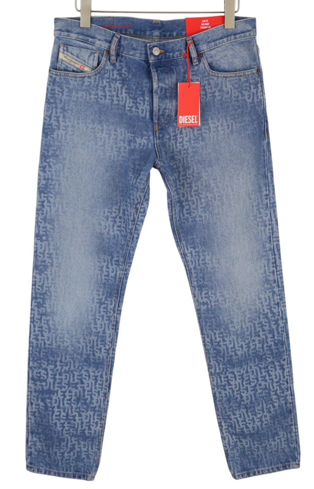 DIESEL 1995 007F5 Men Jeans W33/L32 Slim Fit Straight Leg Logo Print RRP€250