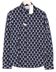 SCOTCH & SODA Men's M Marine Geometric Stretch Cotton Blend Slim Fit Shirt