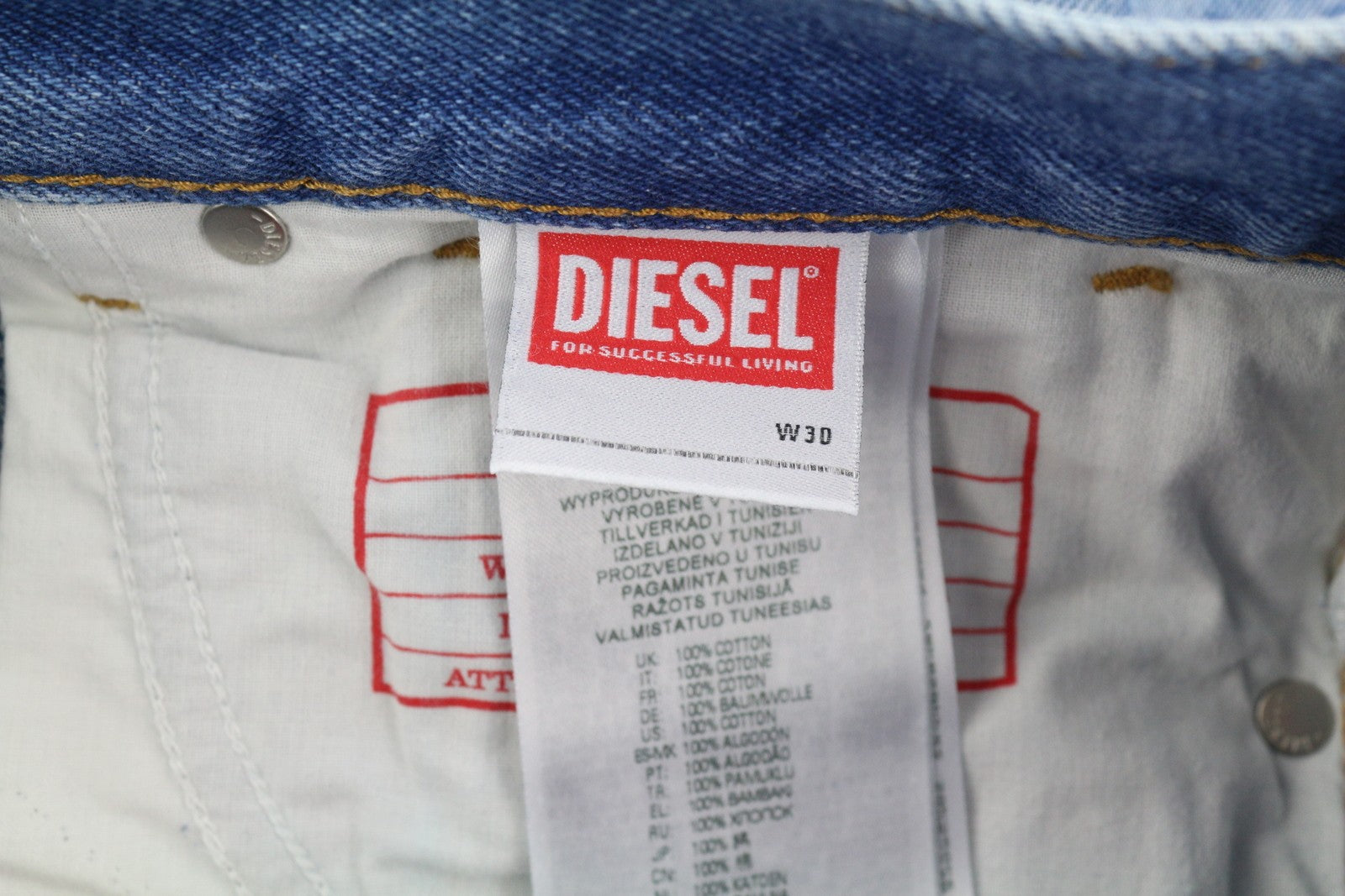 DIESEL 1995 007F5 Men Jeans W30/L32 Slim Fit Straight Leg Logo Print RRP€250